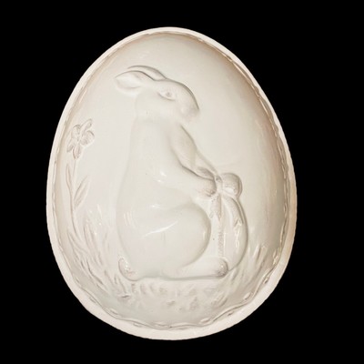 Gisela Graham große weiße Keramik Deckel Osterei Glas mit Hasen Design