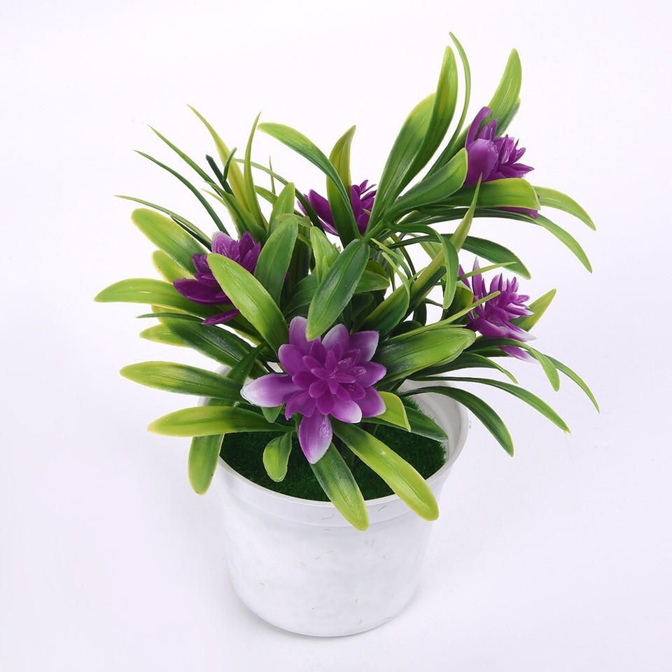 Artificial Lotus Leaf Flower Plants Pot Fake Home House Party Decor