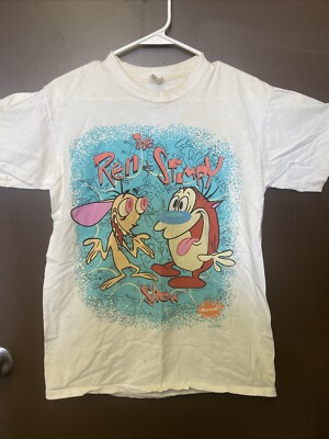 VTG 1991 Tough Tee Belton REN & STIMPY Nicktoons T-Shirt