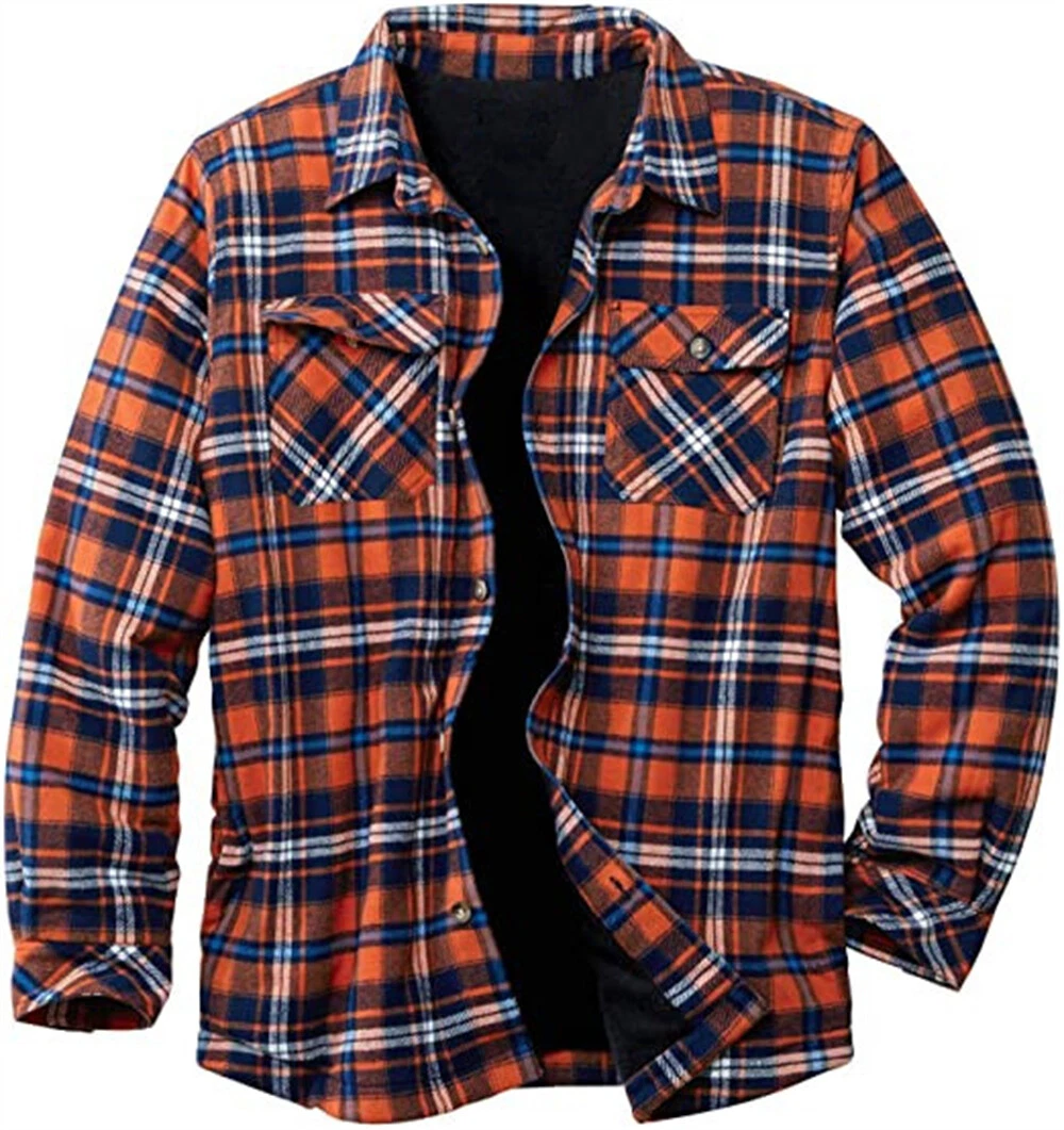 Men's Warm Winter Fleece Jacket Button Down Shirt Casual Coat