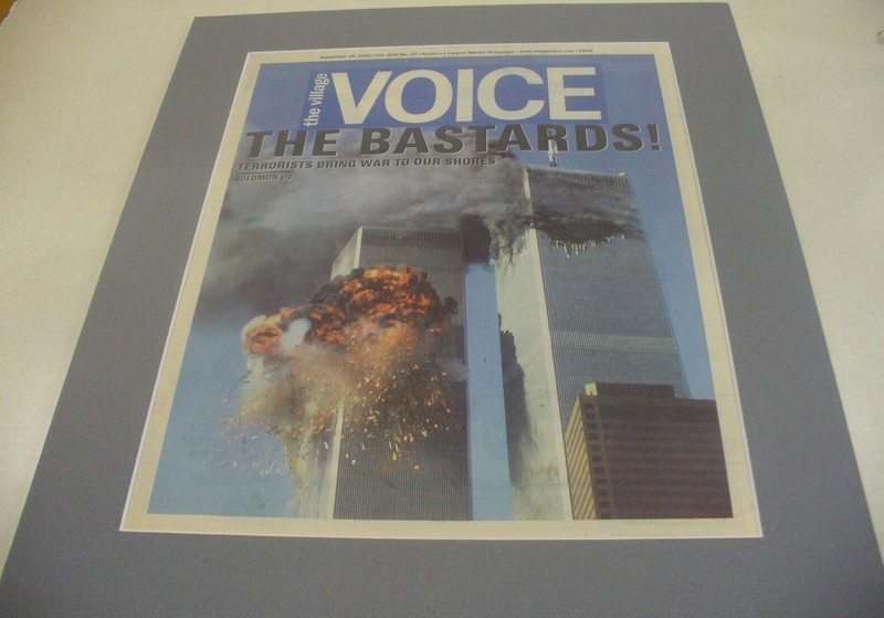 September 18 ,2001. Matted VILLAGE VOICE COVER/bw Terror Attack Editorial