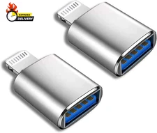 (Apple Mfi Certified) Lightning Male to USB Female Camera Adapter,2 Pack Portabl