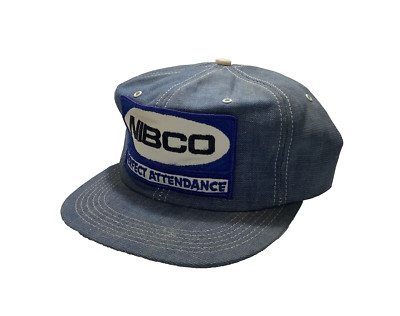 Vintage Nibco Perfect Attendance Snap Back Denim Patch Hat Cap K-Products