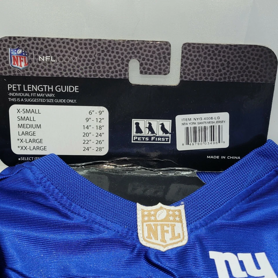 Camiseta NFL New York Giants malha para cachorros tamanho G uso oficial para animais de estimação - Imagem 3 de 4