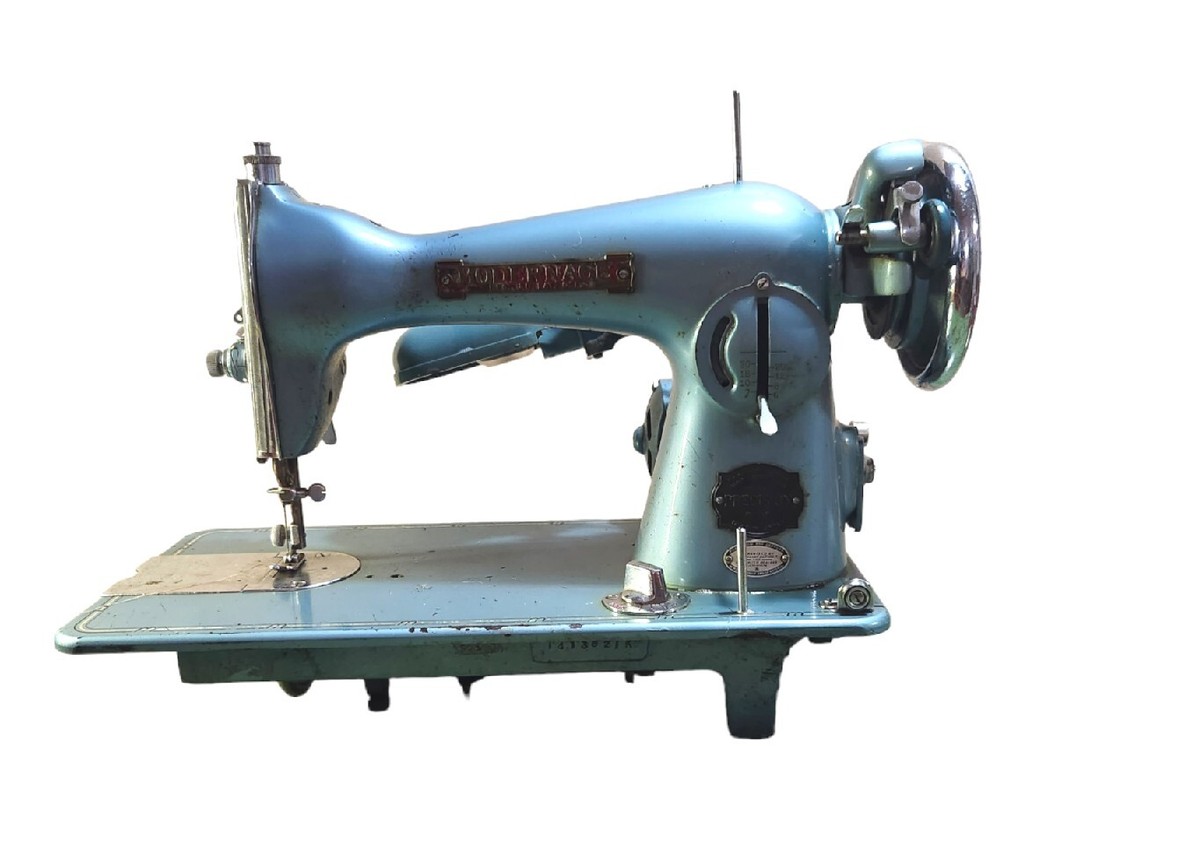 Vintage 1950s Modernage Sewing Machine Deluxe Precision Blue Mid