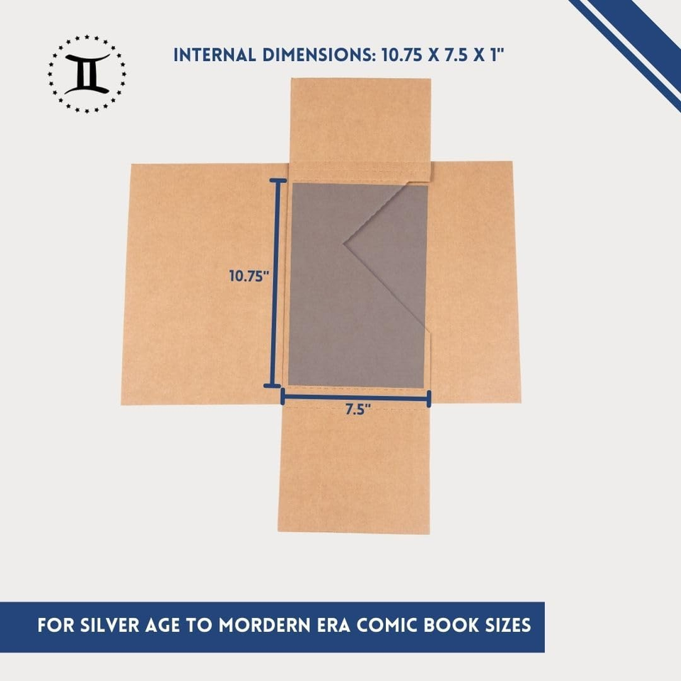 Gemini Comic Book Mailers 10.75X7.5X1 Inch Pack of 50 Easy Fold