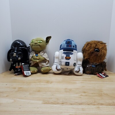 Star Wars 9'' Talking Chewbacca R2D2 Yoda Darth Vader Plush Toy - NEW W Tags Lot