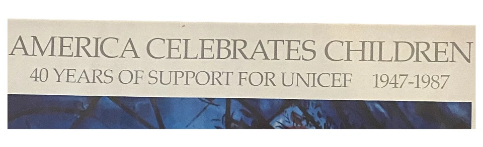 Póster Oficial Marc Chagall Ventana Paz Vintage 40 Aniversario UNICEF 1987 Foto 3 de 4