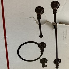 Derengge 4 piece bath towel bar Ring Hook TP Holder oil rub bronze W/hardware