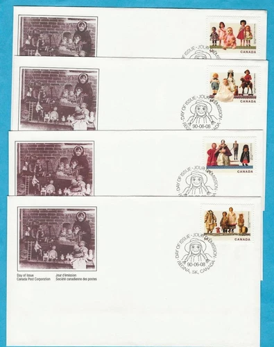 CANADA - FOUR 1990 DOLLS FDC's - SCOTT 1274-1277 - N909f