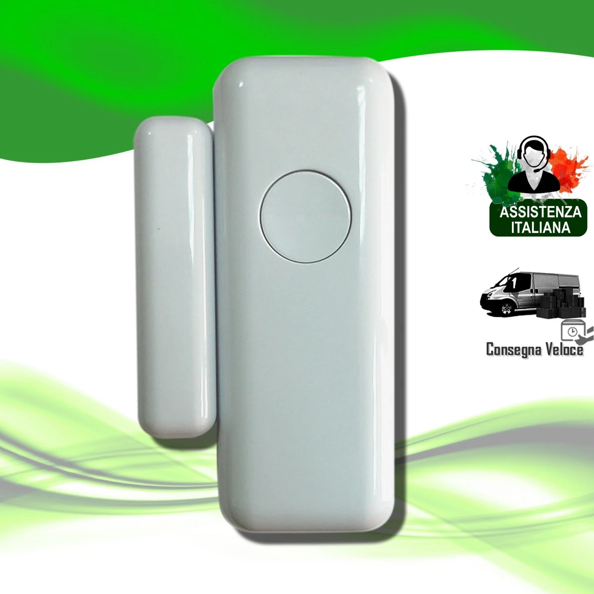 Sensore Magnetico Wireless Per Porta – 433 MHz, 120 Metri Di Portata, In ABS Bianco – Per Allarme Domestico, Facile Installazione