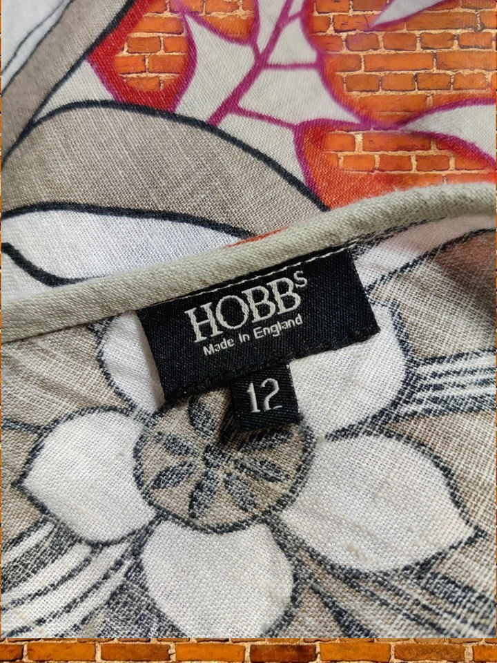 FALDA HOBBS BEIGE TALLA UK 12 LINO MUJER LARGA CREMALLERA FLORAL VERANO ACAMPANADA MIDI Foto 4 de 4