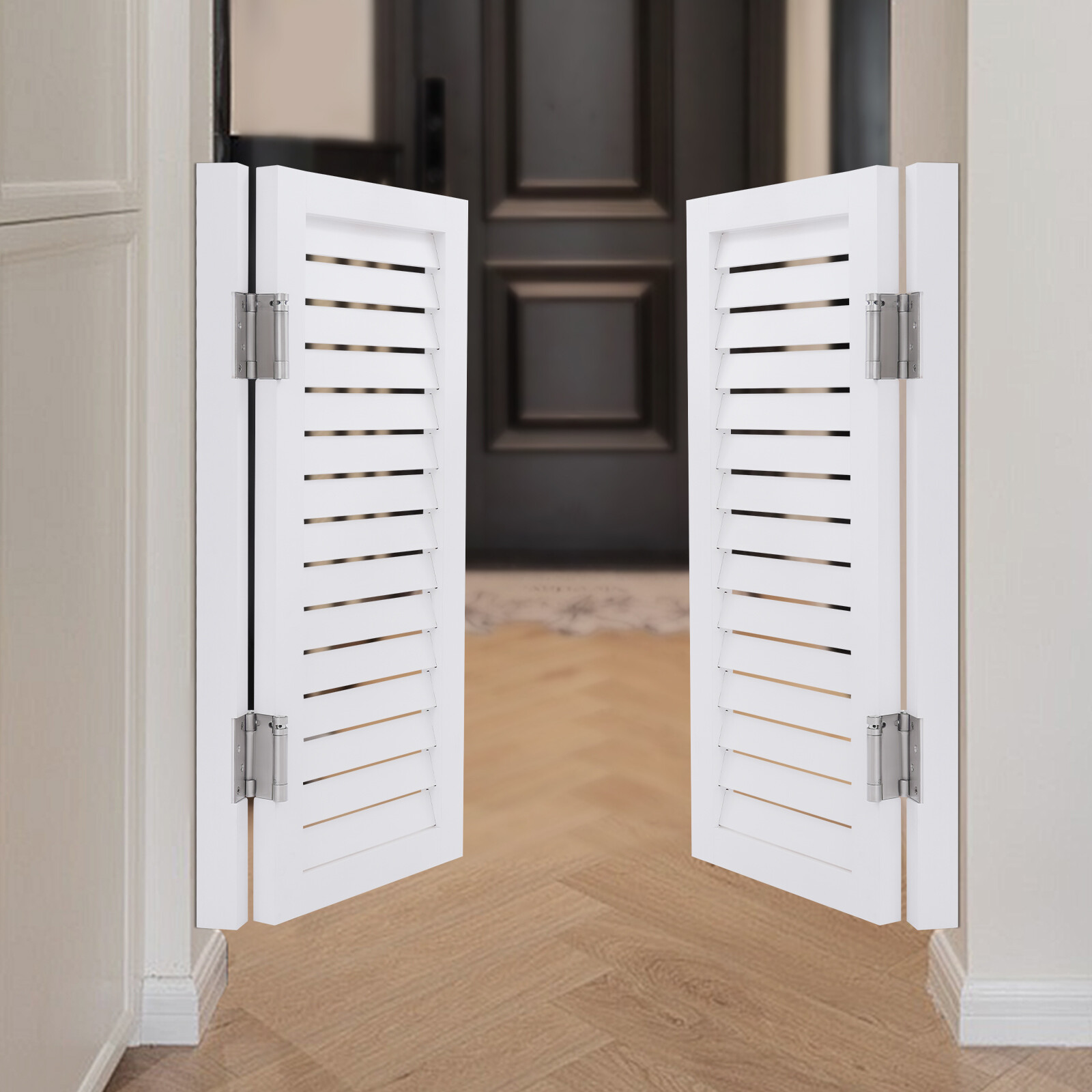 1Pair White Partition Doors Modern Dual Partition Door Porch Entrance Door