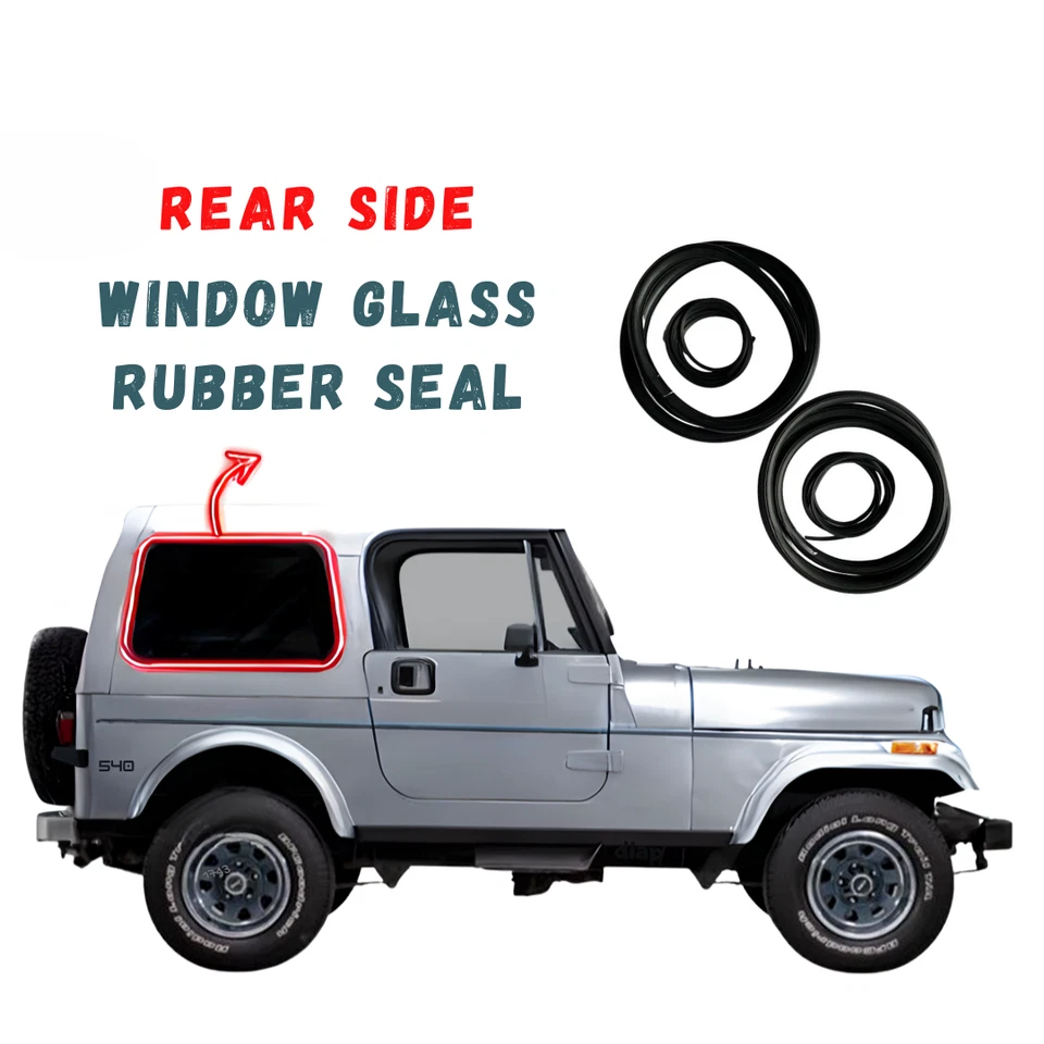 Par de sellos de vidrio para ventana lateral trasera Jeep CJ7 Weatherstrip Foto 4 de 4