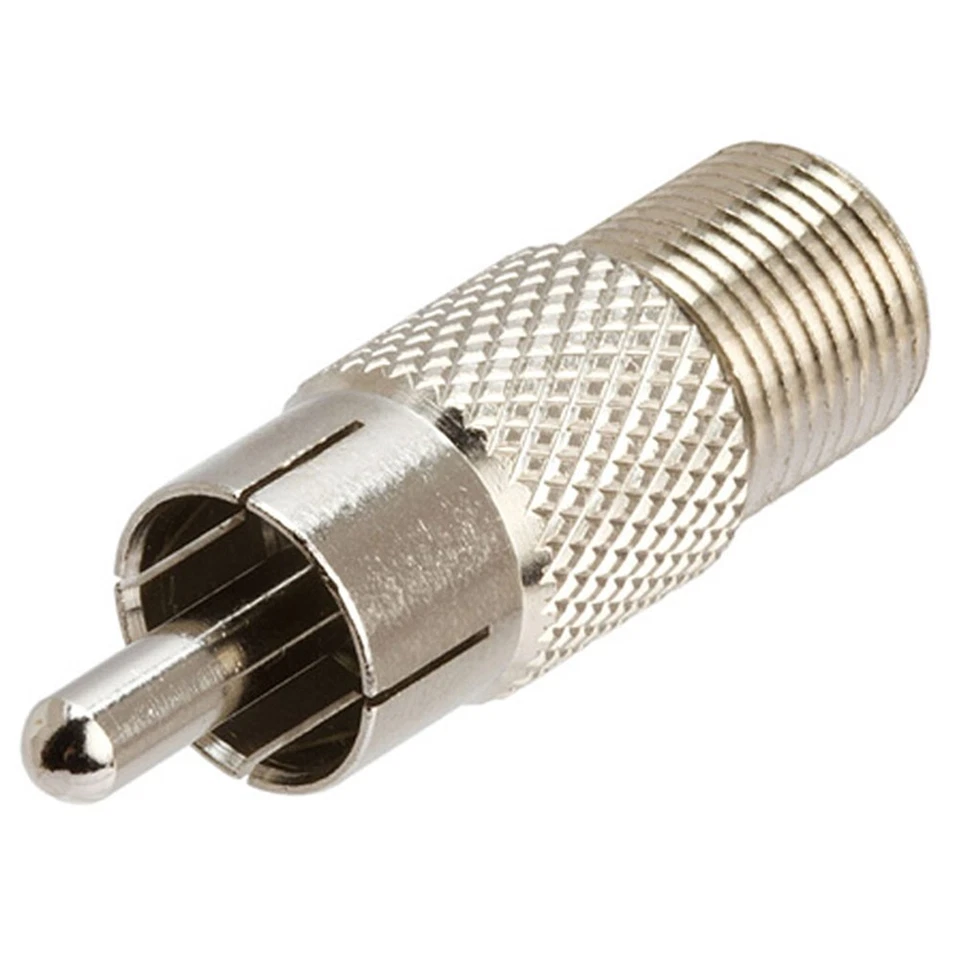 RCA Male to F Type Female Coax Coaxial Cable Connector Adapter TV Antenna Nickel - Image 2 of 2