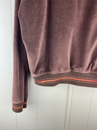 Nana Fashion Retro Velour Hoodie Women's 2XL Brown Velour Raglan Sleeve Full Zip - Picture 17 of 21