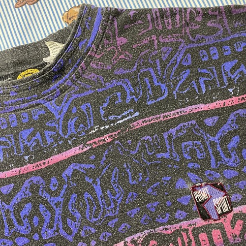 VIntage Permit Sports Pattern All-over Print Graphic T shirt YOUTH XL/20 Black - Picture 2 of 6