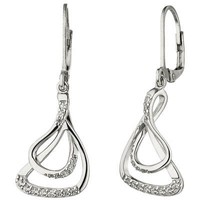 OhrhäNger Mit 32 Zirkonia Weiß 925 Silber Rhodiniert Ohrringe Ohrschmuck Damen