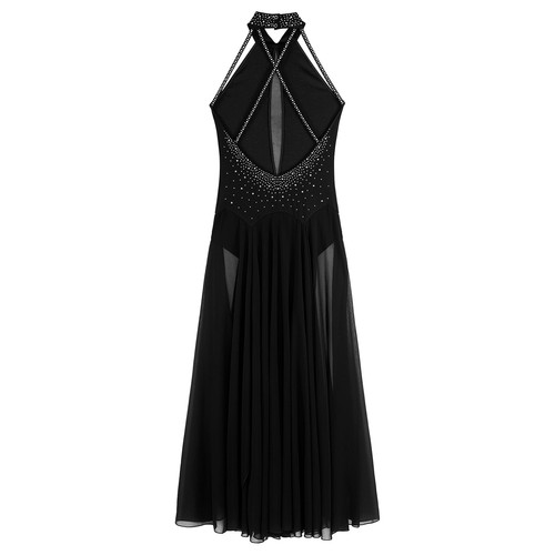 Womens Leotard Samba Dress Shiny Dancewear Maxi Contemporary Sleeveless Costume - Picture 18 of 44