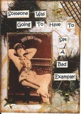 ACEO ATC Art Card Collage Print Women Ladies Someone Set Bad Example Humor 