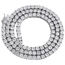 Sterling Silver Round Moissanite 4 Prong 5mm Tennis Necklace 18" Chain 21.10 CT.