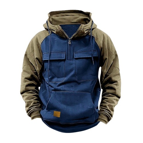 Casual Baggy Combat Pocket Hooded Sweatshirt Outdoor Mens Cargo Hoodies Tops AU - Picture 6 of 17