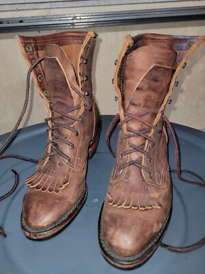 Santa Fe Boot Co. All Leather Womens 6 Country Fray Heel Santa Fe Boot Co. All Leather Womens 6 Country Fray Heel