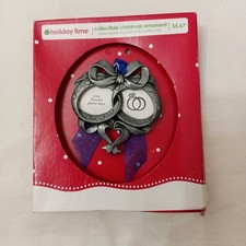 Our First Christmas Photo Frame Ornament Pewter