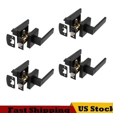 4pcs Matte Black Square Door Lever Handle Pri...