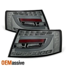 Fits 2005-2008 Audi A6 S6 C6 Smoked Tube Bar Tail Lights Rear Brake Lamp L+R