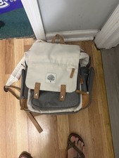 Beige/Gray Colorblock Backpack Buckle Closure Brown Straps Medium Unisex