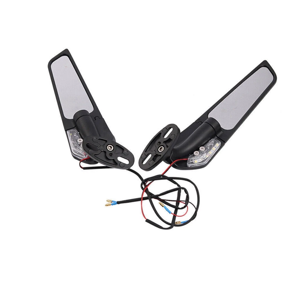 Espejo retrovisor de viento de ala ajustable con señal LED para Suzuki GSXR 1000 GSX1300R Foto 3 de 4