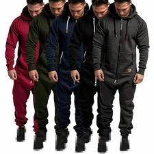 Full Zip Jumpsuit 1Onesie All Playsuit Hooded In One Piece Mens Romper Tracksuit