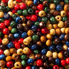 1000pcs Colorful Wooden Round Painted Wood Spacer Beads with Large Hole - Nat...