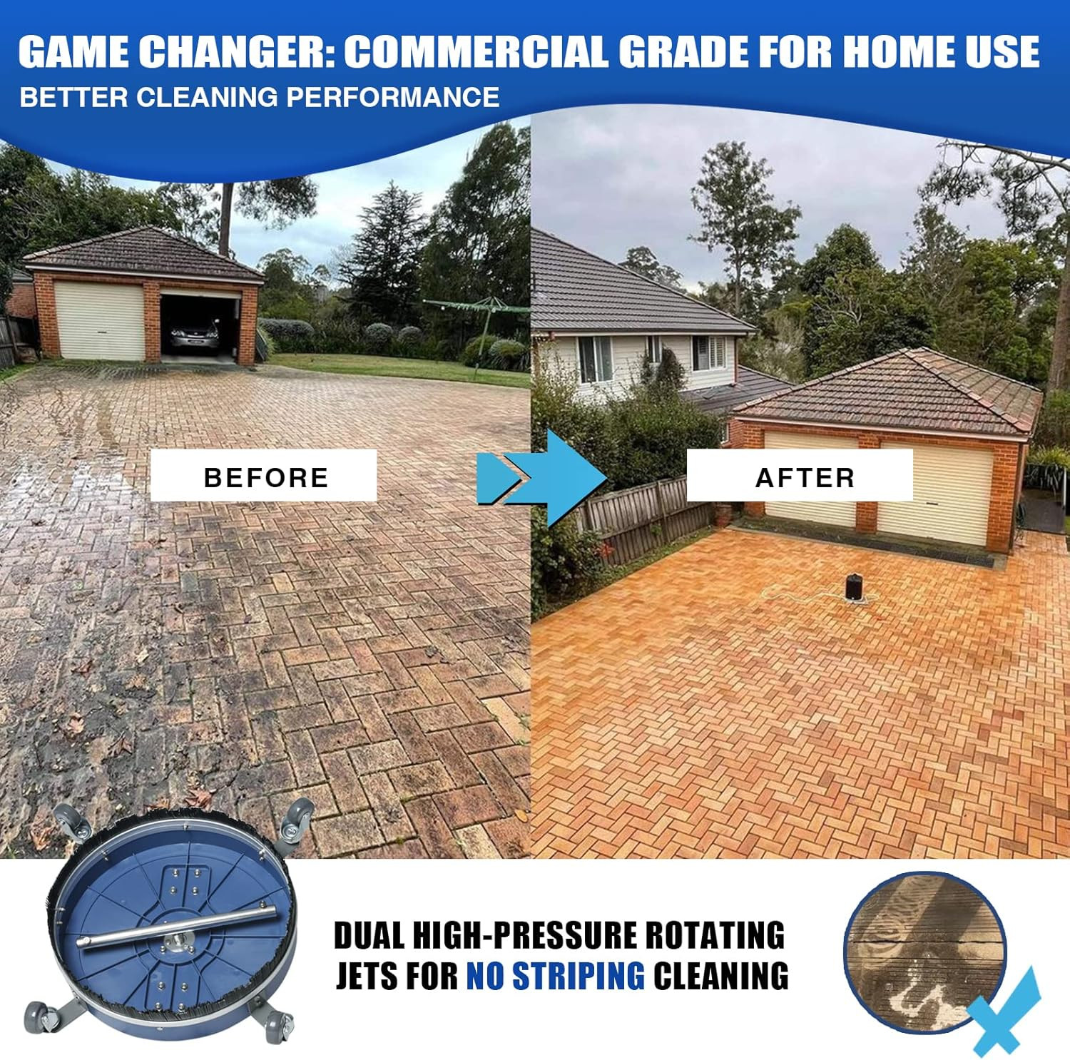 Pressure Washer Surface Cleaner 20'', 4500PSI Power Washer Surface Cleaner Attac