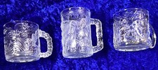 McDonalds BATMAN FOREVER Glass Mugs/1995 Vintage/DC Comics /Set of 3/Embossed 3D