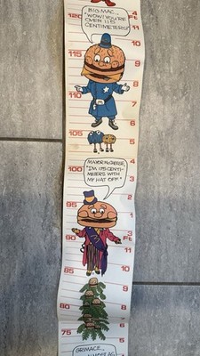 Vintage 1978 McDonald's Growth Chart McDonaldland Characters
