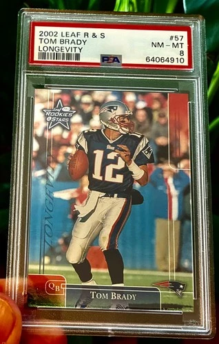 2002 Tom Brady Leaf Rookie & Stars #57 - LONGEVITY Parallel /50 - PSA 8 NRMT-MT