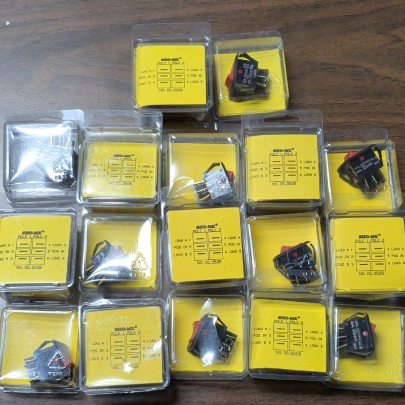 SHO-ME Rocker Switch Panel Mount 17 Pack Black/Red On/Off Control Equipment