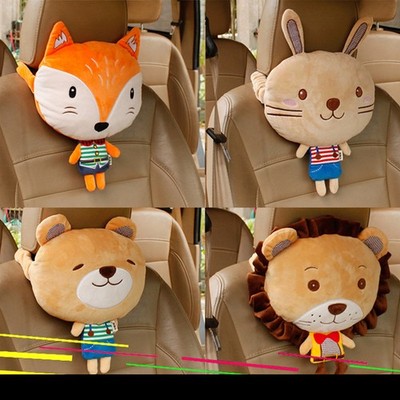 Cute Car Headrest Neck Pillow Seat Cushion Cartoon Animal Interior Decoration