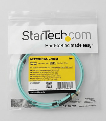 StarTech 1m (3ft) 10GB Aqua Multimode 50/125 Duyplex Fiber Patch Cable LC/LC