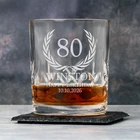 Personalised 80th Birthday Crest Crystal Glass Tumbler Whiskey Gifts & Box