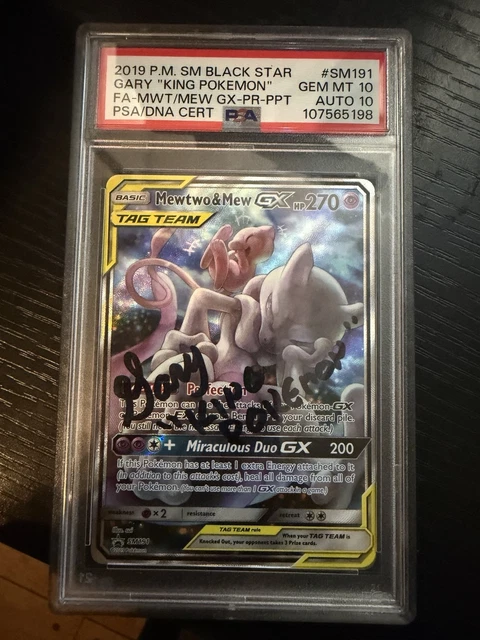 2019 Pokemon Mewtwo & Mew GX SM191 Gary King Pokemon Auto PSA 10 AUTO 10