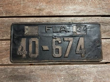 1934 Florida License Plate 40 674