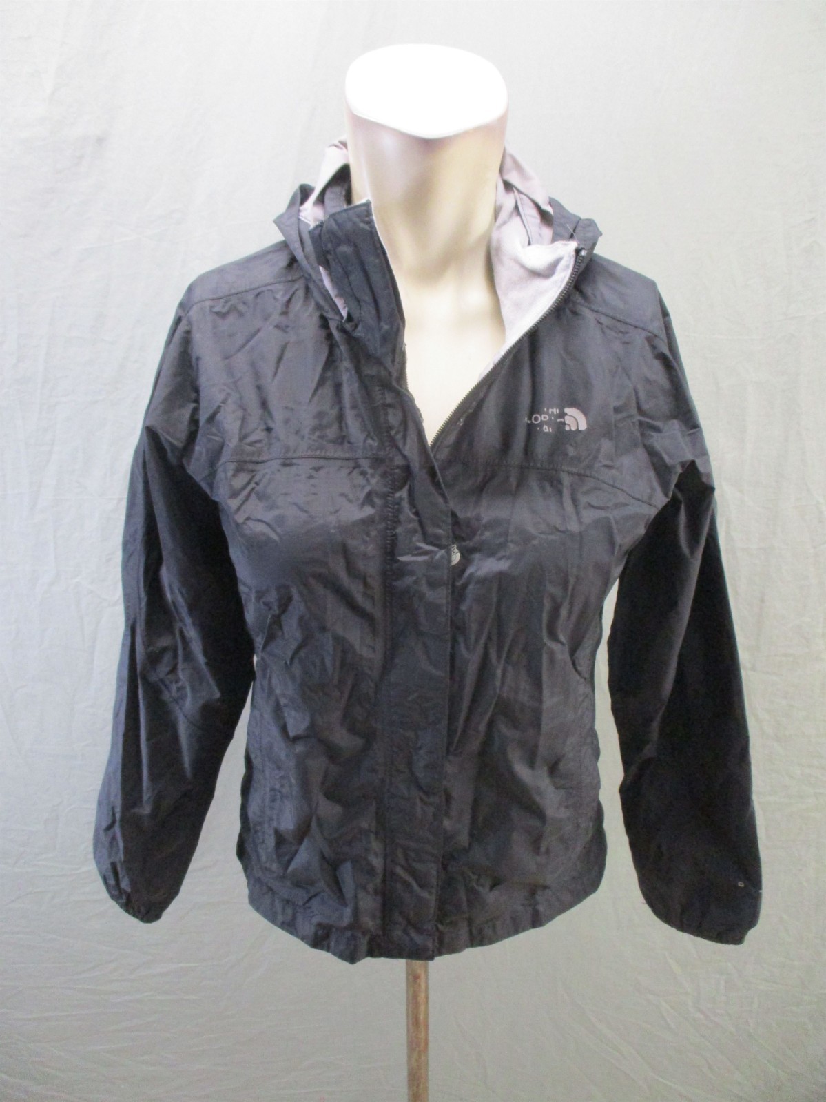 The North Face Size L (14/16) Girls Black Hooded Full Zip Raing Jacket 047