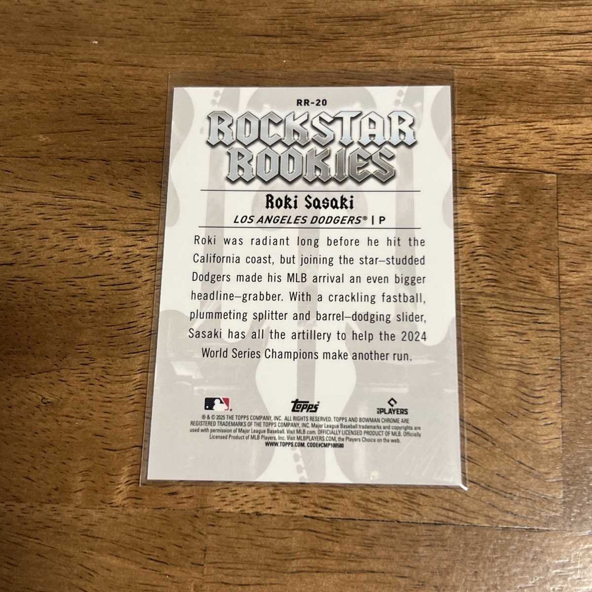 ROOKIE 20 SR トレーナーモデル　ルーキー 2025 Bowman - Rockstar Rookies Roki Sasaki #RR-20 (RC) for