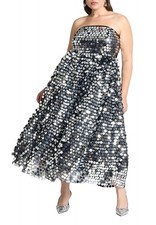 ELOQUII Women's Plus Size Paillette Dress With Big Skirt