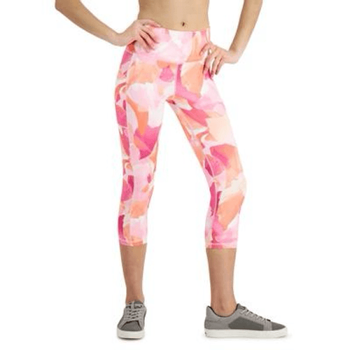 ID Ideology Women S Compression Petal Print Side Pocket Cropped Leggings Pink Si