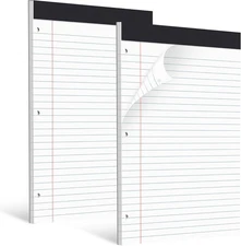 2 Pack 8.5 x 11 Legal Pads White Wide Ruled Notepads Perforated Writing Pads, 30