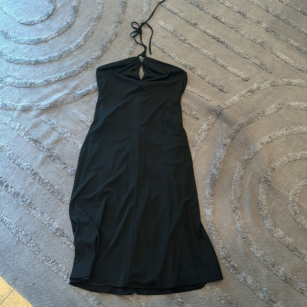 david meister black halter dress size 6